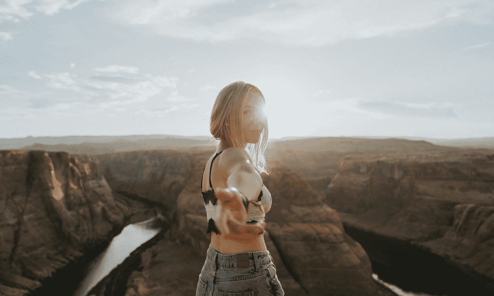 a girl on a mountain