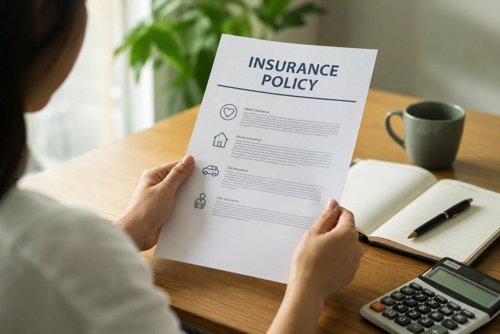 Person reviewing an insurance policy document at a desk, representing customer retention and policyholder loyalty